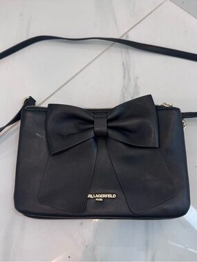 Karl Lagerfeld Black Bow Detail Crossbody Bag